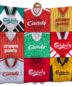 Liverpool Classic Kits Montage Retro Shirt Fleece Blanket / Throw