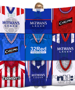 Rangers Classic Kits Montage Retro Shirt Fleece Blanket / Throw