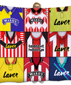 Sheffield United Classic Kits Montage Retro Shirt Fleece Blanket / Throw