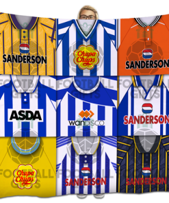 Sheffield Wed Classic Kits Montage Retro Shirt Fleece Blanket / Throw