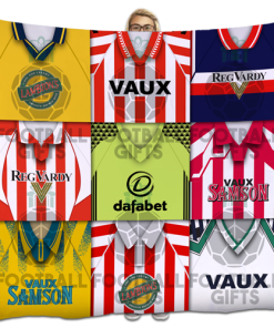 Sunderland Classic Kits Montage Retro Shirt Fleece Blanket / Throw