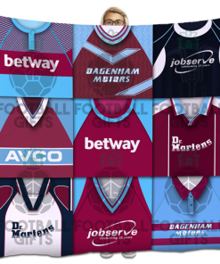 West Ham Classic Kits Montage Retro Shirt Fleece Blanket / Throw