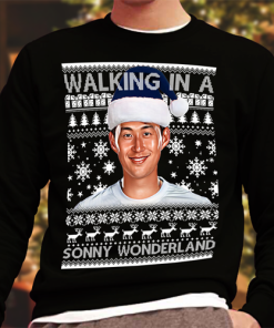 Son Heung Min Walking in A Sonny Wonderland Christmas Jumper Spurs