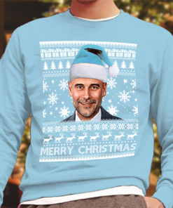 Pep Guardiola Merry Christmas City Christmas Jumper Sky Blue Manchester Man