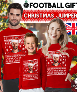 Alternative view of Bruno Ho Ho Bruno Fernandes Christmas Jumper Red Manchester Man
