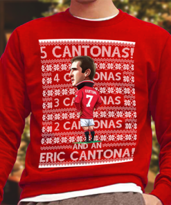 5 Cantonas Christmas Jumper Red Manchester Man
