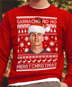 Garnacho Ho Ho Christmas Jumper Red Manchester Man