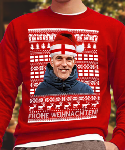 Thomas Tuchel Santa Hat Christmas Jumper Red England Football- FROHE WEIHNACHTEN - Merry Christmas