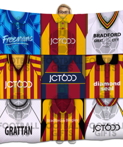 Bradford Classic Kits Montage Retro Shirt Fleece Blanket / Throw