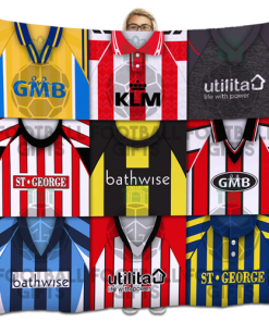 Brentford Classic Kits Montage Retro Shirt Fleece Blanket / Throw