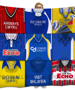 Cardiff Classic Kits Montage Retro Shirt Fleece Blanket / Throw