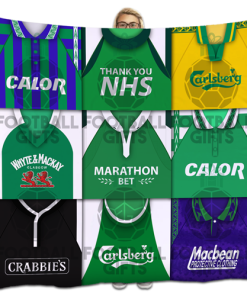 Hibs Classic Kits Montage Retro Shirt Fleece Blanket / Throw