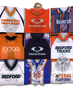 Luton Town Classic Kits Montage Retro Shirt Fleece Blanket / Throw