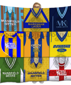 Mansfield Classic Kits Montage Retro Shirt Fleece Blanket / Throw