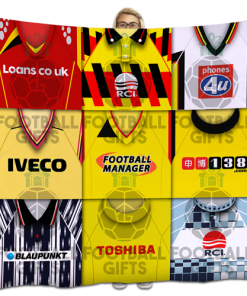 Watford Classic Kits Montage Retro Shirt Fleece Blanket / Throw