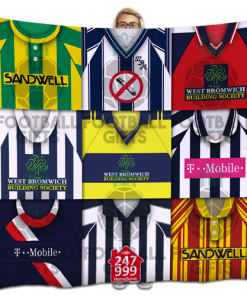 West Brom Classic Kits Montage Retro Shirt Fleece Blanket / Throw