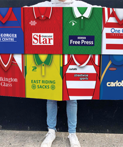 Doncaster Rovers Retro Kit Montage Football Flag High Quality Classic Kits