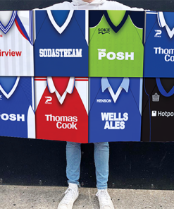 Peterborough Retro Kit Montage Football Flag High Quality Classic Kits