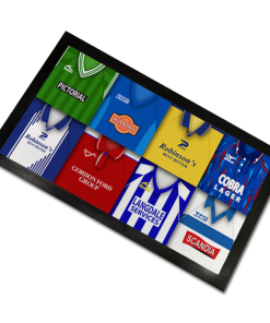 Stockport County Classic Shirts Retro Home & Away Shirts Kit Montage Bar Runner