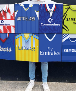 Chelsea Retro Kit Montage Football Flag High Quality Classic Kits