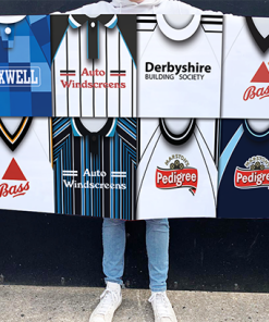 Derby County Retro Kit Montage Football Flag High Quality Classic Kits