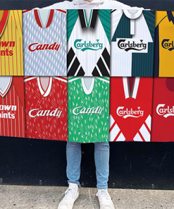 Liverpool Retro Kit Montage Football Flag High Quality Classic Kits