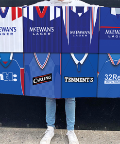 Rangers Retro Kit Montage Football Flag High Quality Classic Kits