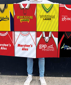 Wrexham Retro Kit Montage Football Flag High Quality Classic Kits