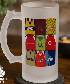 Arsenal Retro Shirt Montage Frosted Beer Glass Classic Kits