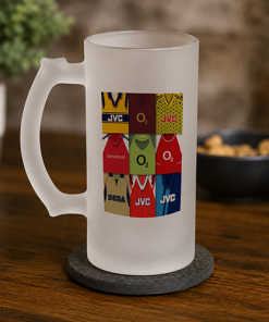 Arsenal Retro Shirt Montage Frosted Beer Glass Classic Kits