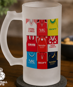 Barnsley Retro Shirt Montage Frosted Beer Glass Classic Kits