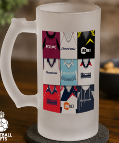 Bolton Retro Shirt Montage Frosted Beer Glass Classic Kits