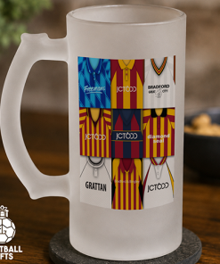 Bradford City Retro Shirt Montage Frosted Beer Glass Classic Kits