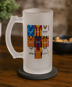 Bradford City Retro Shirt Montage Frosted Beer Glass Classic Kits
