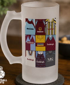 Burnley Retro Shirt Montage Frosted Beer Glass Classic Kits