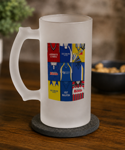 Cardiff City Retro Shirt Montage Frosted Beer Glass Classic Kits