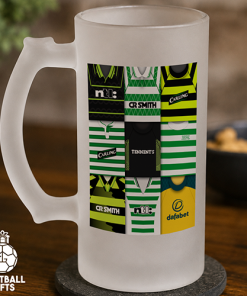Celtic Retro Shirt Montage Frosted Beer Glass Classic Kits