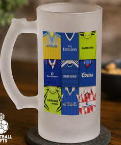 Chelsea Retro Shirt Montage Frosted Beer Glass Classic Kits