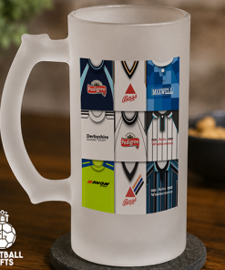 Derby County Retro Shirt Montage Frosted Beer Glass Classic Kits