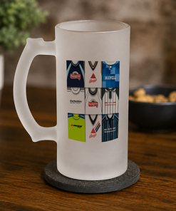 Derby County Retro Shirt Montage Frosted Beer Glass Classic Kits