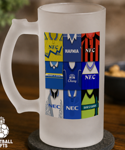 Everton Retro Shirt Montage Frosted Beer Glass Classic Kits