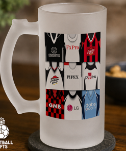 Fulham Retro Shirt Montage Frosted Beer Glass Classic Kits