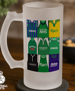 Hibs Retro Shirt Montage Frosted Beer Glass Classic Kits
