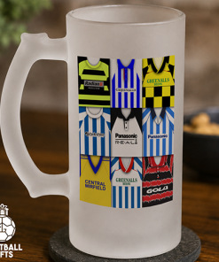 Huddersfield Retro Shirt Montage Frosted Beer Glass Classic Kits