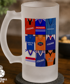 Ipswich Town Retro Shirt Montage Frosted Beer Glass Classic Kits