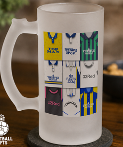 Leeds Utd Retro Shirt Montage Frosted Beer Glass Classic Kits