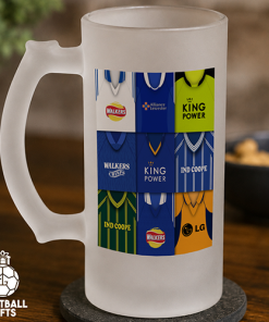 Leicester City Retro Shirt Montage Frosted Beer Glass Classic Kits