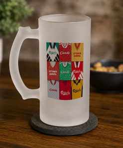 Liverpool Retro Shirt Montage Frosted Beer Glass Classic Kits
