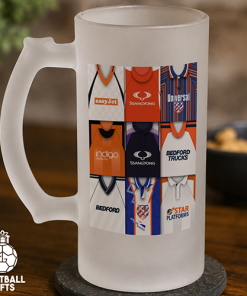Luton Town Retro Shirt Montage Frosted Beer Glass Classic Kits