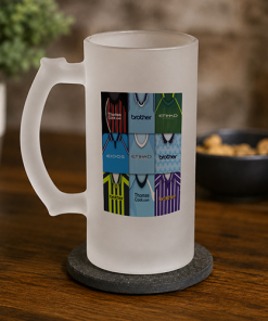 Man City Retro Shirt Montage Frosted Beer Glass Classic Kits